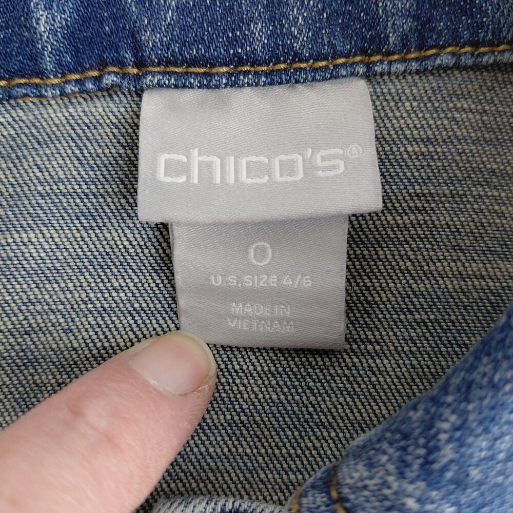 Chico's Blue Denim Jacket with Paisley Print - Picture 9 of 9